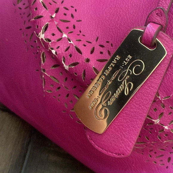 Ralph Lauren RLL Littlebury Tote Bag Rose Pink Gold - Picture 5 of 11